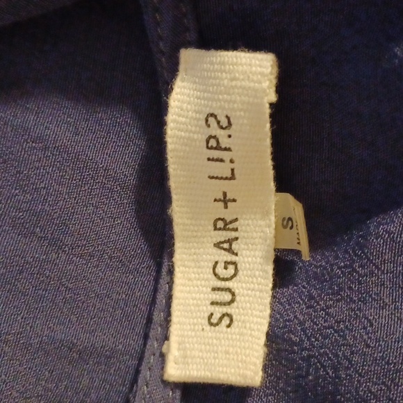 SUGAR + LIPS Navy Blue Embroidered Dress With Long Bell Sleeves. Size S - Picture 13 of 15